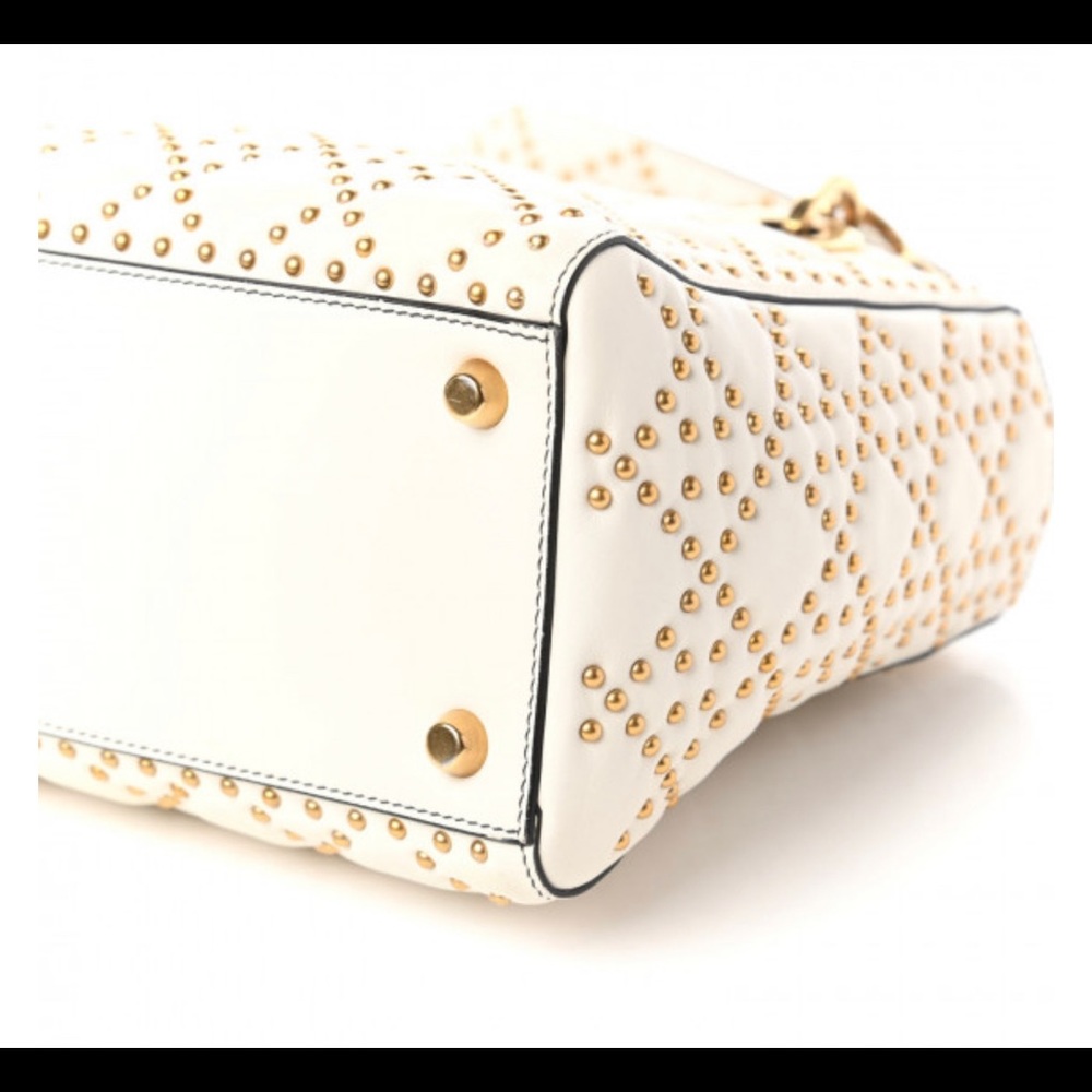 Christian Dior calfskin cannage brass studded medium Lady DIOR - Picture 6 of 13
